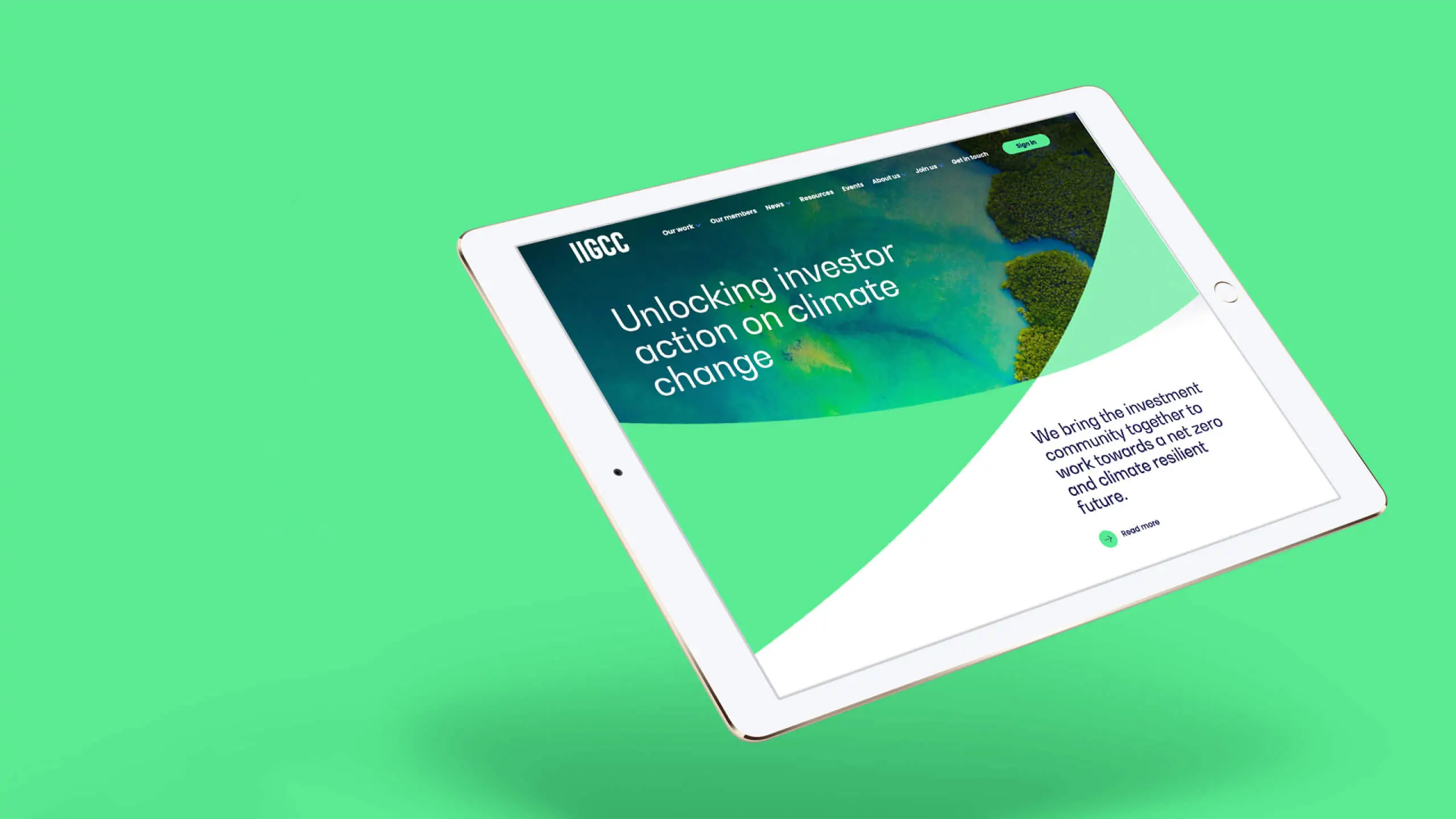 Image of IIGCC website on iphone